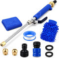 High Pressure Hose Nozzle, 2‑in‑1 Metal Water Jet Nozzle, High Pressure Power Washer Wand with 2 Different Tips, Quick Connectors for Cars, Patios, Decks & Outdoor Cleaning (Blue)