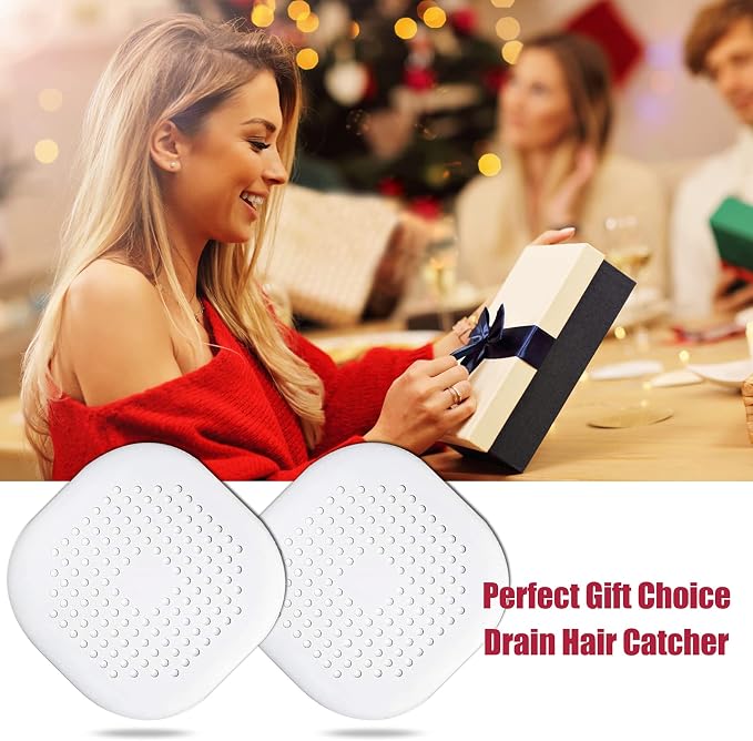 Bovinde Hair Drain Catcher,Square Cover for Shower 2 Pack (White) | Drainer Cover Silicone Hair Stopper with Suction Cups,Protector Accessories,Easy to Install Suit for Bathroom,Bathtub,Sink