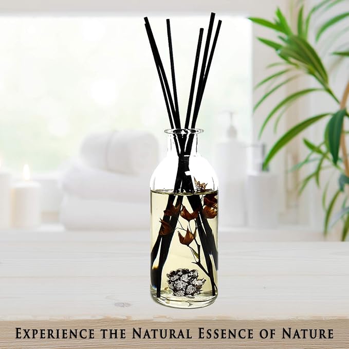 Reed Diffuser Set, Mountain Air - Bathroom Shelf Décor | Scented & Room Freshener, Golden Apples, Birch Wood, Fennel, Pear Eucalyptus, Mint & Aromatic Sage, Decorative Botanicals