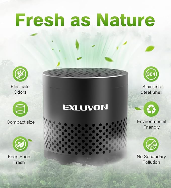 Refrigerator Deodorizer, Fridge Odor Eliminator Lasts for 10 Years, Household Essentials Travel Size Air Purifiers, More Effective Than Baking Soda and Bamboo Charcoal Air Purifying Bag, Black