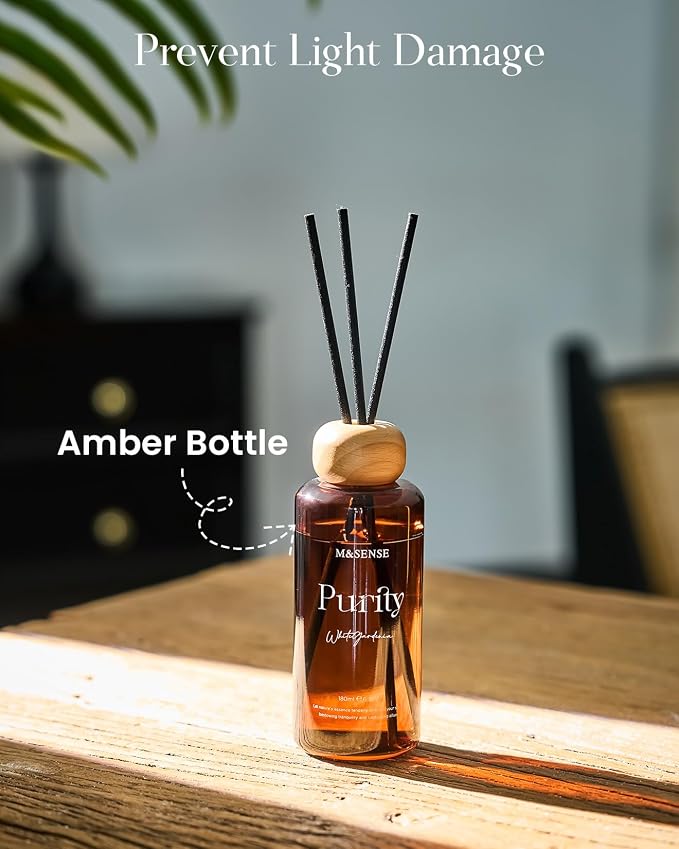 M&SENSE Reed Diffuser Set, Orange Blossom, 6.3 oz Natural Essential Oil | Non-Toxic Organic, Long-Lasting Fragrance, Ideal for Living Room, Kitchen, Gifts for Women