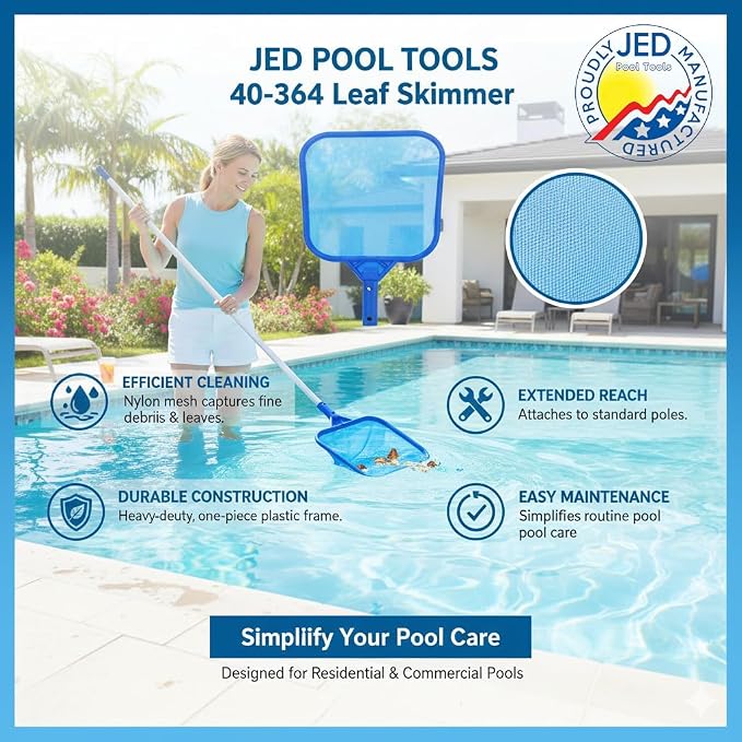 JED Pool Tools 40-364 Universal Skimmer Head – Heavy-Duty Pool Skimmer Net Head for Spa, Hot Tub, Stock Tank Pool, Small Pool & Aquarium Cleaning