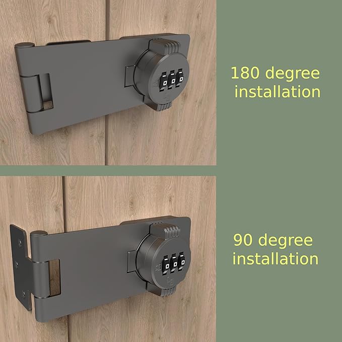 Keyless Combination Lock – 3-Digit Combination Lock for Cabinet Doors – Twist Knob Hasp Latch Lock with Password Code – Zinc Alloy Cabinet Door Latch for Kitchen Drawers, Cabinets, Cupboard (Grey)