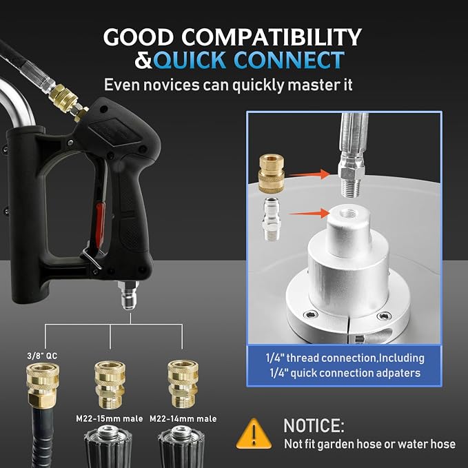 RAYNEL 24" Pressure Washer Surface Cleaner, Power Washer Accessory | Stainless Steel Housing, 4 Wheels, Dual Handles, 2 Hose Adapters, 5 Spray Nozzles & 4 Replacement Nozzles, Max 4000 PSI