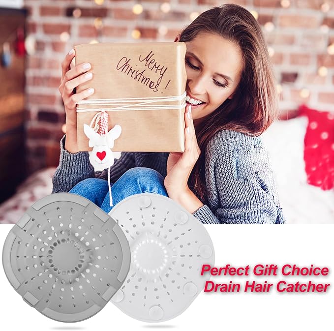 Bovinde Hair Drain Catcher,Square Cover for Shower 2 PCS (Light White Grey) | Drainer Cover Silicone Hair Stopper with Suction Cups,Protector Accessories,Easy to Install Suit for Bathroom,Bathtub,Sink