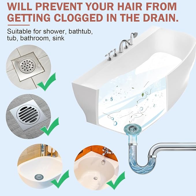 Gotega 5 Pack Drain Hair Catcher for Bathroom Tub Shower and Sink | Shower drain covers protector, flexible TPR material, multiple colors, hair trap garbage disposal parts, easy to clean
