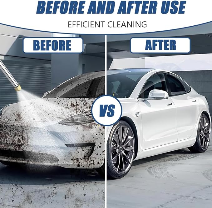 Hydro Jet High Pressure Power Washer-Magic Power Washer Extendable Wand,Flexible Water Hose Universal Nozzle,Gutter Patio Car Pet Window Cleaning (18inch-Back)