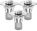 Bathroom Sink Drain Strainer, Pop-up Sink Drain Strainer with Removable Stainless Steel Strainer Basket Hair Catcher, Bathroom Sink Strainer for Bathroom Sink Stopper Replacement (3PCS)