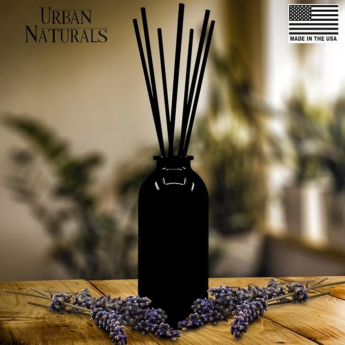 Reed Diffuser Set, Lavender Fields - Bathroom Shelf Décor | Real Lavender Stems French Blossoms, Geranium & Clary Sage, for Aromatherapy & Stress Relief, Vegan