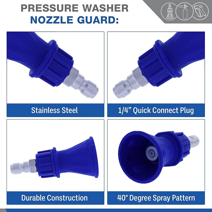 ESSENTIAL WASHER Short Pressure Washer Gun Swivel with Pressure Washer Foam Cannon Kit | Comes with Quick Connects and Nozzle Guard Tip