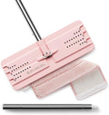 JOYMOOP Flat Mop, Microfiber Cleaning Pad for Floor Cleaning, 60" Long Handle with Flexible Mop Head, Pink