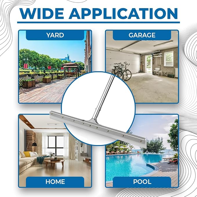 MHM AquaSlide PushPro – 28-Inch Heavy Duty Squeegee for Concrete Floors & Wet Surfaces | Industrial Rubber Blade Water Removal Tool for Garages, Warehouses, Driveways & Commerical Use