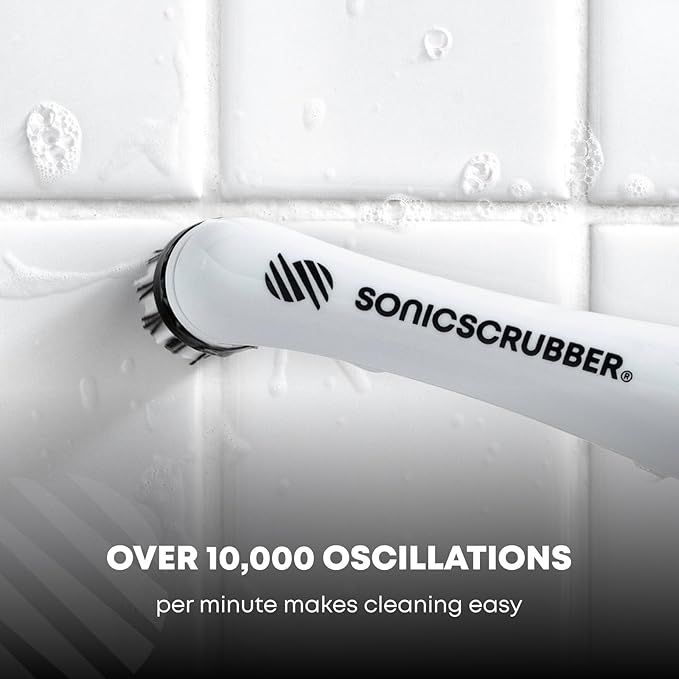 Household Cleaning Brush - Electric Scrubbing Brush - Home, Kitchen & Bathroom - Removes Mould & Cleans Grout (Washing-Up System)