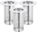 uxcell 2 Pack Shower Drain Strainer, 3.1" x 2.5" Stainless Steel Floor Drain Strainer Deep Sink Hair Catcher for Kitchen Bathroom Balcony Floor Drain, Fit Hole Size from 1.57" to 2.36"