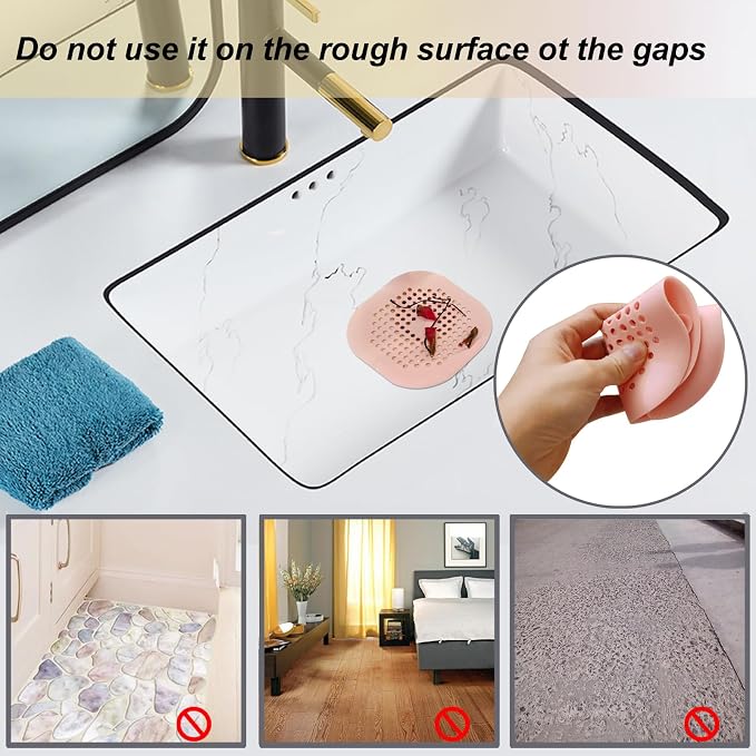 Bovinde Hair Drain Catcher,Square Cover for Shower 2 Pack (Pink) | Drainer Cover Silicone Hair Stopper with Suction Cups,Protector Accessories,Easy to Install Suit for Bathroom,Bathtub,Sink
