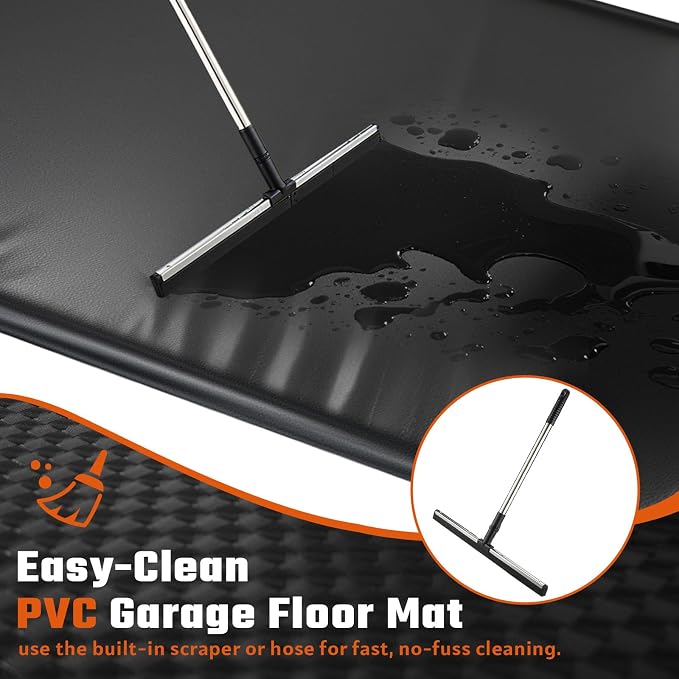 7'9"x16' Garage Floor Mat, Heavy Duty PVC Parking Mat for SUV | 1000D PVC waterproof Non-slip Containment Floor Mats, Raised edges Hold snow, rain & mud to protect car garage floors