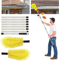 Gutter Cleaning Brush Extendable Guard Cleaner Tool with 8 Pcs Telescoping Handle Extension Pole 10ft, Gutter Cleaning Tools from The Ground for Easy Removing Leaves Debris Window Cleaner (Yellow)