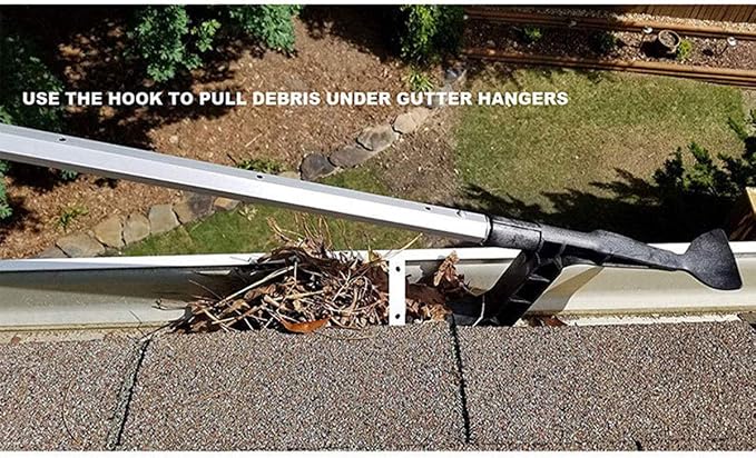 Home Gutter Tool Gutter Cleaning Spoon and Scoop, Threaded Design Roof Gutters Cleaning Tool for Garden, Ditch, Villas, Townhouses