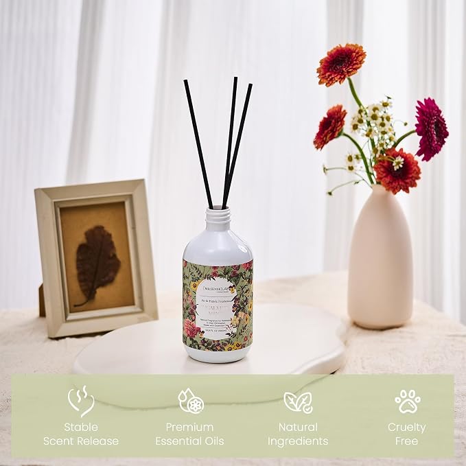 M&SENSE Reed Diffuser Set, Eucalyptus & Mint, 17oz Natural Essential Oil | Non-Toxic Organic, Long-Lasting Fragrance, Ideal for Living Room, Home Gym, Gifts for Women