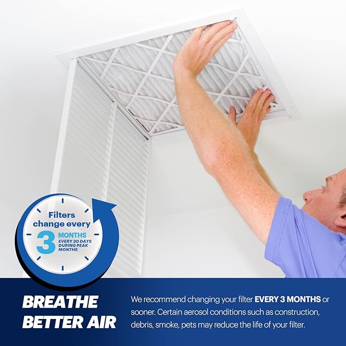 BNX TruFilter 20x22x1 Air Filter MERV 13 (6-Pack) - MADE IN USA - Electrostatic Pleated Air Conditioner HVAC AC Furnace Filters for Allergies, Pollen, Mold, Bacteria, Smoke, Allergen, MPR 1900 FPR 10