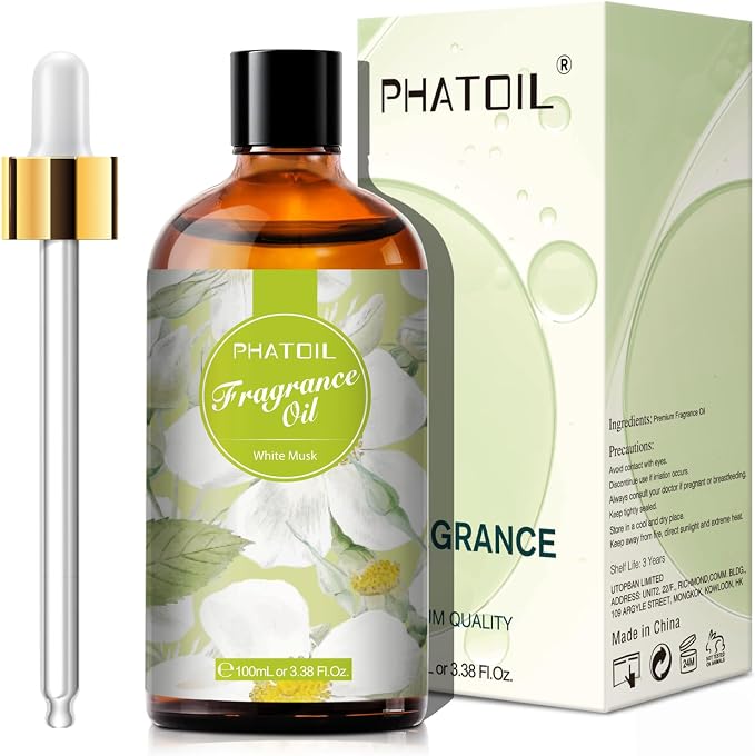 PHATOIL 3.38FL.OZ White Musk Fragrance Oils for Aromatherapy, Essential Oils for Diffusers for Home, Perfect for Diffuser, DIY Candle and Soap Making, DIY Scented Products - 100ml | Long Lasting Scented Oils For Humidifier, Air Freshener, DIY Soap Cand...