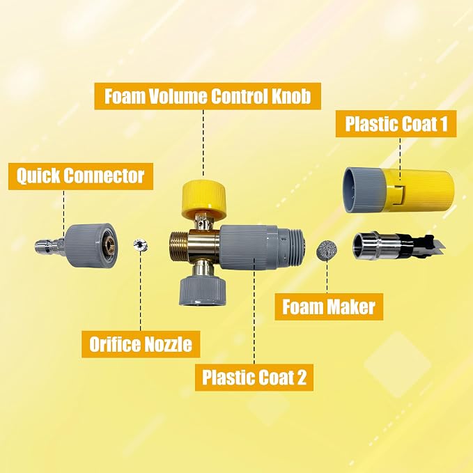 Tool Daily Foam Cannon, Small Foam Cannon for Pressure Washer | 5 Power Washer Nozzle Tips, 1/4 Inch Quick Connect