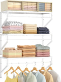 ThreeHio Expandable Closet Shelves Wall Mounted, 3 Pack Closet Shelving with Hanging Rods, Wall Shelving for Walk-in Closet, Hanging Shelves Organizer and Storage for Closet, Laundry