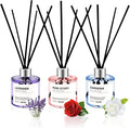 Reed Diffuser Set of 3 Pack,50ML Lavender Rose Gardenia Scented Oil Diffuser with 5 Sticks,Home Fragrance Reed Diffuser for Bedroom Bathroom Office (Lavender/Rose/Gardenia)