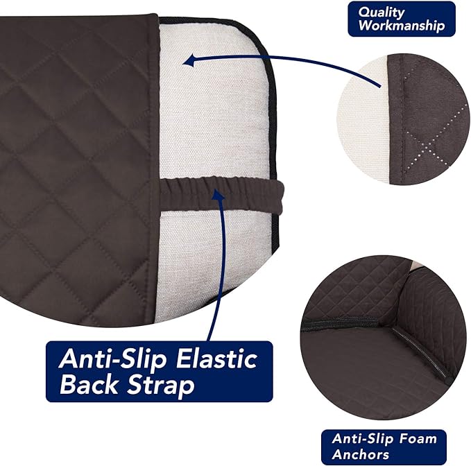 PureFit Reversible Quilted Sofa Cover, Water Resistant Slipcover Furniture Protector, Washable Couch Cover with Non Slip and Elastic Straps for Kids, Dogs, Pets (Sofa, Chocolate/Beige)