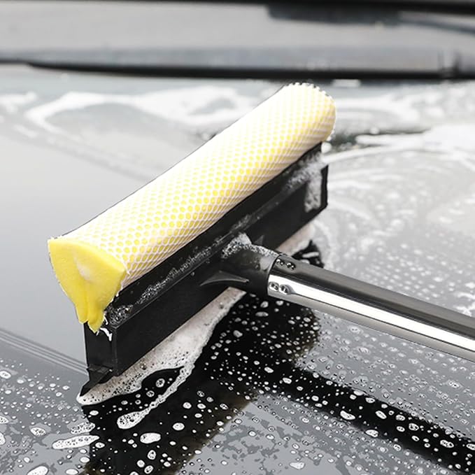 Car Wash Kit with 10 L Bucket, 56-Inch Windshield Squeegee | Squeegee & 10L Collapsible Bucket