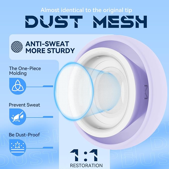 Inesore 4 Pairs Replacement Ear Tips for AirPods Pro 2nd/1st (Purple) | with Noise Reduction Hole & Built-in dust Guard Screen,Silicone,with Portable Storage Box & Cleaner Pen,4 Size (XS/S/M/L)