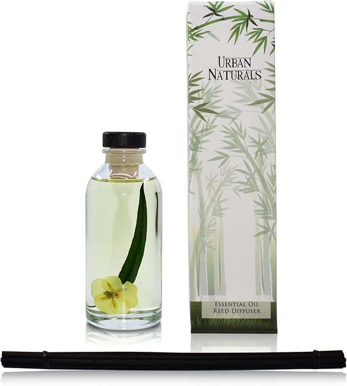 Reed Diffuser Set, Lemongrass Verbena - Bathroom Shelf Décor | (REFRESH and RENEW) Mind & Body Aromatherapy Collection, Essential Oil Botanical Room Scent