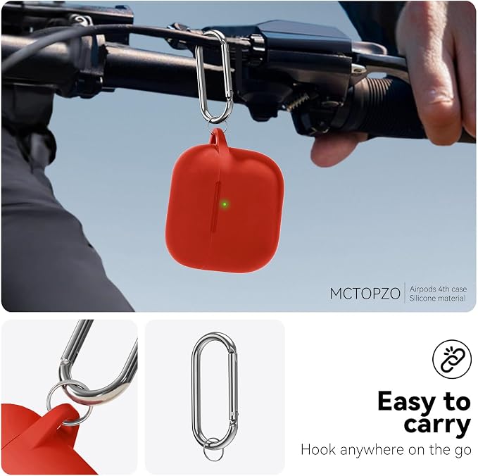 for AirPods 4 Case 2024 with Cleaner Kit & Keychain-Magnetic Red | Silicone Protective Cover for Apple AirPods 4th Generation Case,for Women Men,One-Piece Design,Shockproof,Dust Proof,Magnetic