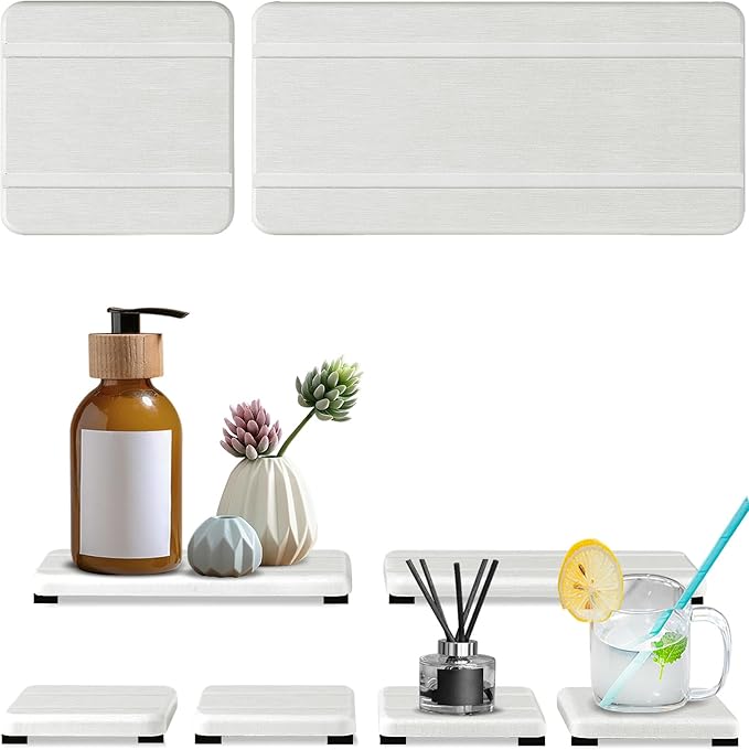 Set of 6 Water Absorbing Stone Tray for Sink, Stones Soap Trays for Kitchen Sink, Stone Drying Tray for Bathroom Counter, Diatomite Soap Dish, Water Absorbent Coasters