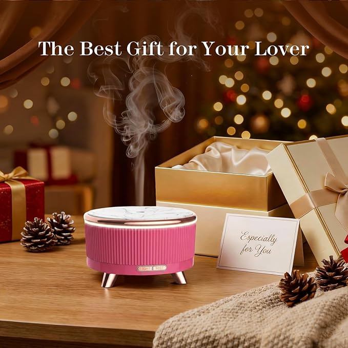 500ml Essential Oil Diffuser, Ultrasonic Aromatherapy Humidifier | with Remote Control, 7-Color LED Light, Timer & Auto Shut-Off, Cool Mist Diffuser for Home, Bedroom, Office (Pink)