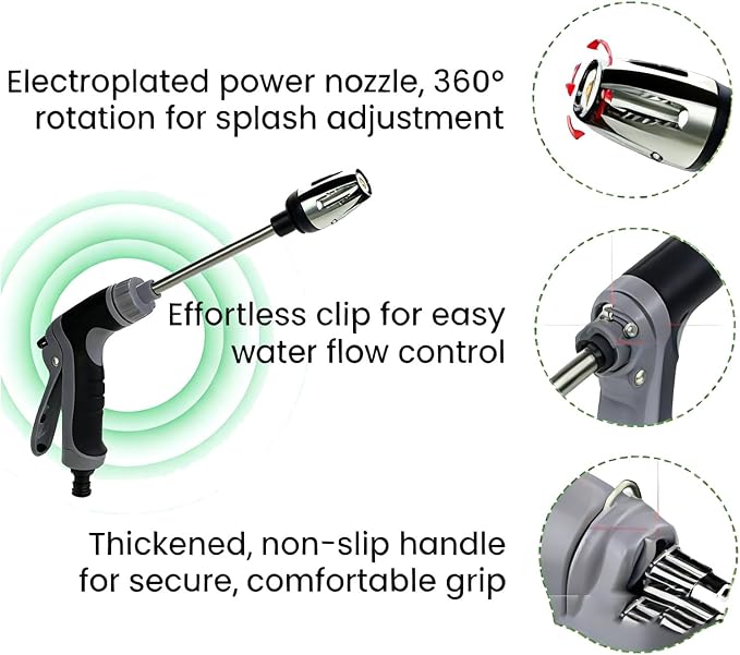 Jetterix Pressure Washer-Turn Any Hose into a High Pressure Water Cleaning Jet, 2026 New Heavy Duty Garden Hose Nozzle, Multi Function Lawn & Garden Watering Washer with Car Wash Glove (1Set)
