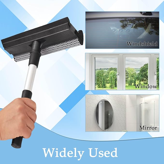 2 Pack Squeegee for Car Window Cleaning and Windshield Washing Standard Window Squeegee Cleaner Tool Windshield Cleaning Squeegee with Scrubber for Multiple Applications