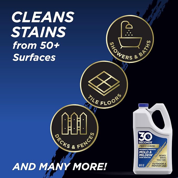 30 SECONDS Pro Mold and Mildew Stain Remover | Scrub Free | Brighter Results Instantly | Ready To Use | 1 Gallon (4 PACK)
