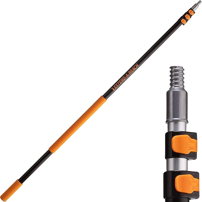4-12 ft Long Telescopic Extension Pole, Multi-Purpose Extendable Pole | Universal Twist-on Metal Tip, Lightweight and Sturdy // Best Telescoping Pole for Painting, Dusting and Window Cleaning
