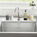 Stone Faucet Mat for Kitchen Sink, Silicone Faucet Handle Drip Catcher Tray Mat, Silicone Kitchen Sink Splash Guard for Bathroom Counter Kitchen Counter Accessories, White, 30" x 4"