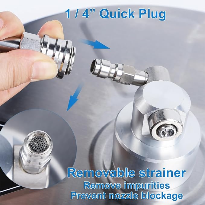 Biswing 16" Pressure Washer Stainless Steel Surface Cleaner with 4 Wheels & 1/4" Quick Connector, Power Washer Attachment with 2 Extension Wand, 2 Replacement Nozzles, 4000 PSI