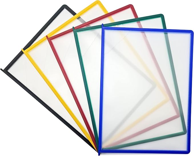 Tarifold Easy-Load Display Pockets, Letter Size, Assorted, 10 Pack | 10 polypropylene pockets, two-sided opening with corner closure, holds 20 letter-size sheets, for wall or desktop systems