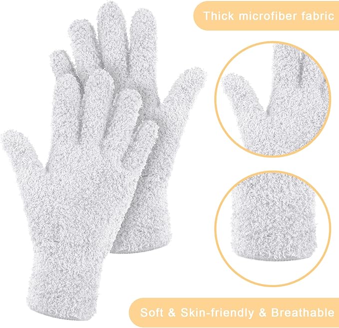 Bencailor 4 Pairs Microfiber Dusting Gloves Washable Reusable Cleaning Gloves Mittens for Plants House Cleaning Car Blinds