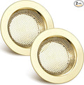 Retisee 2 Pcs Sink Strainer Stainless Steel Kitchen Sink Drain Strainer Basket Cover Mesh Hair Food Catcher, Large Wide Rim of 4.4 Diameter(Gold)
