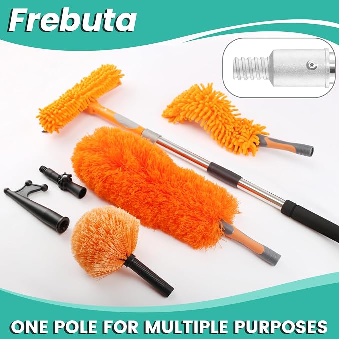 Paint Roller Extension Pole with Swivel,2Ft to11Ft Multi-Purpose Splice Extension Pole Long Handle with 180 Degree Swivel Head Window Squeegee Gutter Cleaning Tools Soft Sponge Handle
