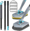Long Handled Scrub Brush for Shower,3-in-1 Cleaning Brushes with 3 Different Function Cleaning Heads Brush for Shower Cleaning Bathroom Kitchen Walls Tub Tile (Grey)