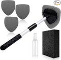 Windshield Cleaner Tool 22.5" L - Car Interior&Exterior Window Cleaning Kit with Extendable Handle&4 Microfiber Pads and Thick Large Wash Sponge, Auto Glass Wiper Brush Kit for Cars Home (7pcs Grey)