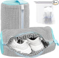 Shoe Washing Machine Bag,Laundry Shoe Bag for Washer and Dryer,Reusable Shoe Cleaning Bag for Sneakers,Tennis Shoes,With Self-locking Zipper, Microfiber Inside,Include Shoe Bag (Pro Grey - 2 Pack)