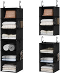 StorageWorks Hanging Closet Organizer 6-Shelf, Separable Two 3 Shelf Closet Storage Organizer with Side Pockets, Portable Hanging Shelves for Clothes, Sweater,12 1⁄2" D x 12 1⁄2" W x 47 ¼"H, Black