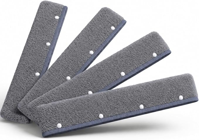 Floor Squeegee Broom with Long Handle, Heavy Duty Rubber Squeegee Kit, Scrubber for Tile Floor, Garage and Concrete, (Four Pieces of Fabric)